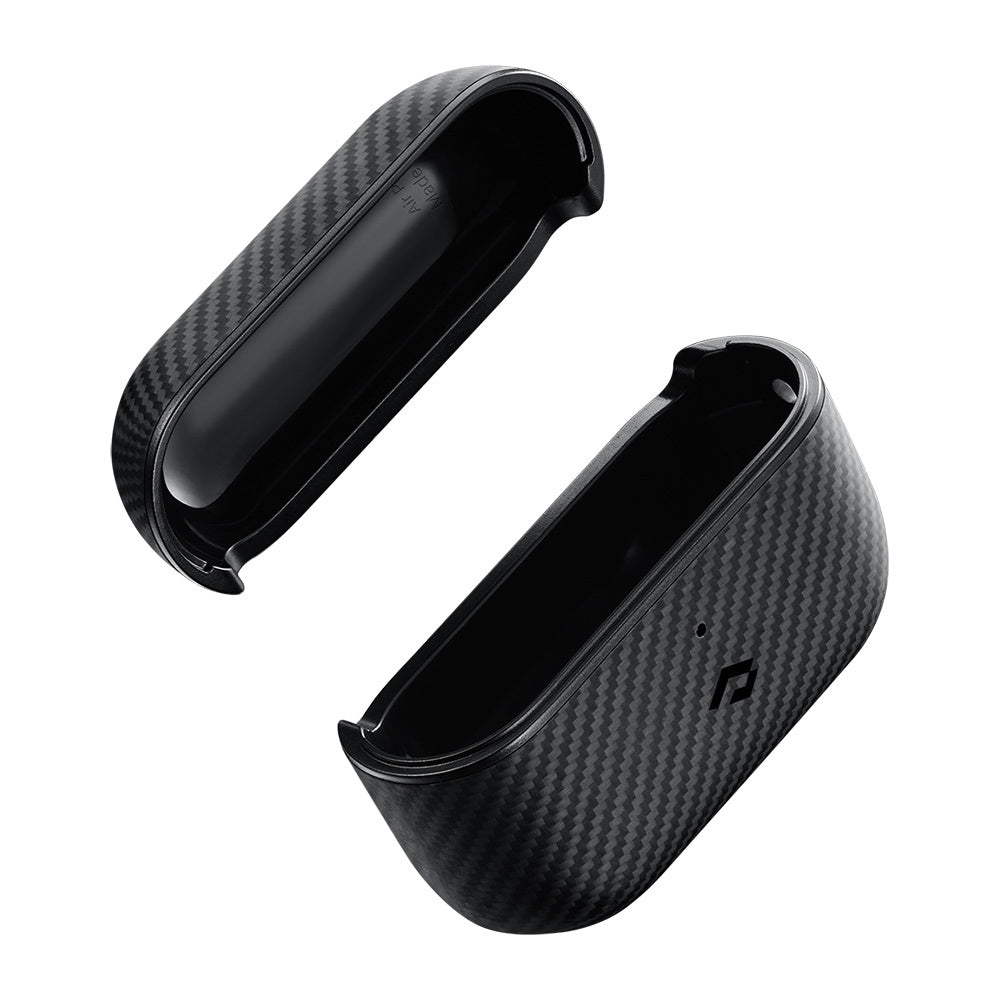 Apple Airpods Pro 2 Kılıf 600D Aramid Fiber Pitaka Classic Serisi Black-Grey Twill Kılıf Siyah-Gri