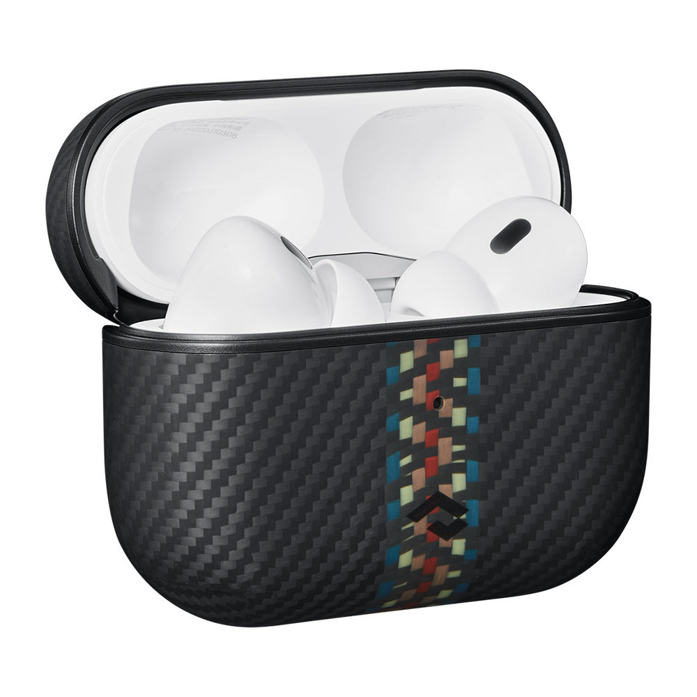 Apple Airpods Pro 2 Kılıf 600D Aramid Fiber Pitaka Orchestra Serisi Rhapsody Kılıf Siyah-Mavi