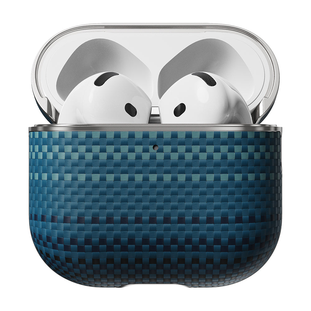 Apple Airpods Pro 2 Kılıf Aramid Fiber Pitaka Tactile Woven Sunset-Moonrise Serisi Kapak Mavi