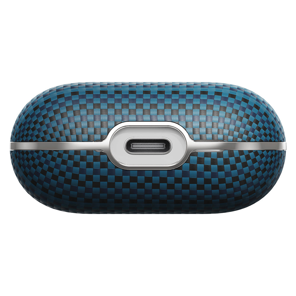 Apple Airpods Pro 2 Kılıf Aramid Fiber Pitaka Tactile Woven Sunset-Moonrise Serisi Kapak Mavi