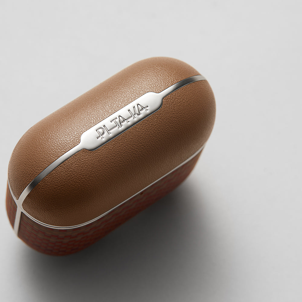 Apple Airpods Pro 2 Kılıf Aramid Fiber Pitaka Tactile Woven Sunset-Moonrise Serisi Kapak Kahverengi