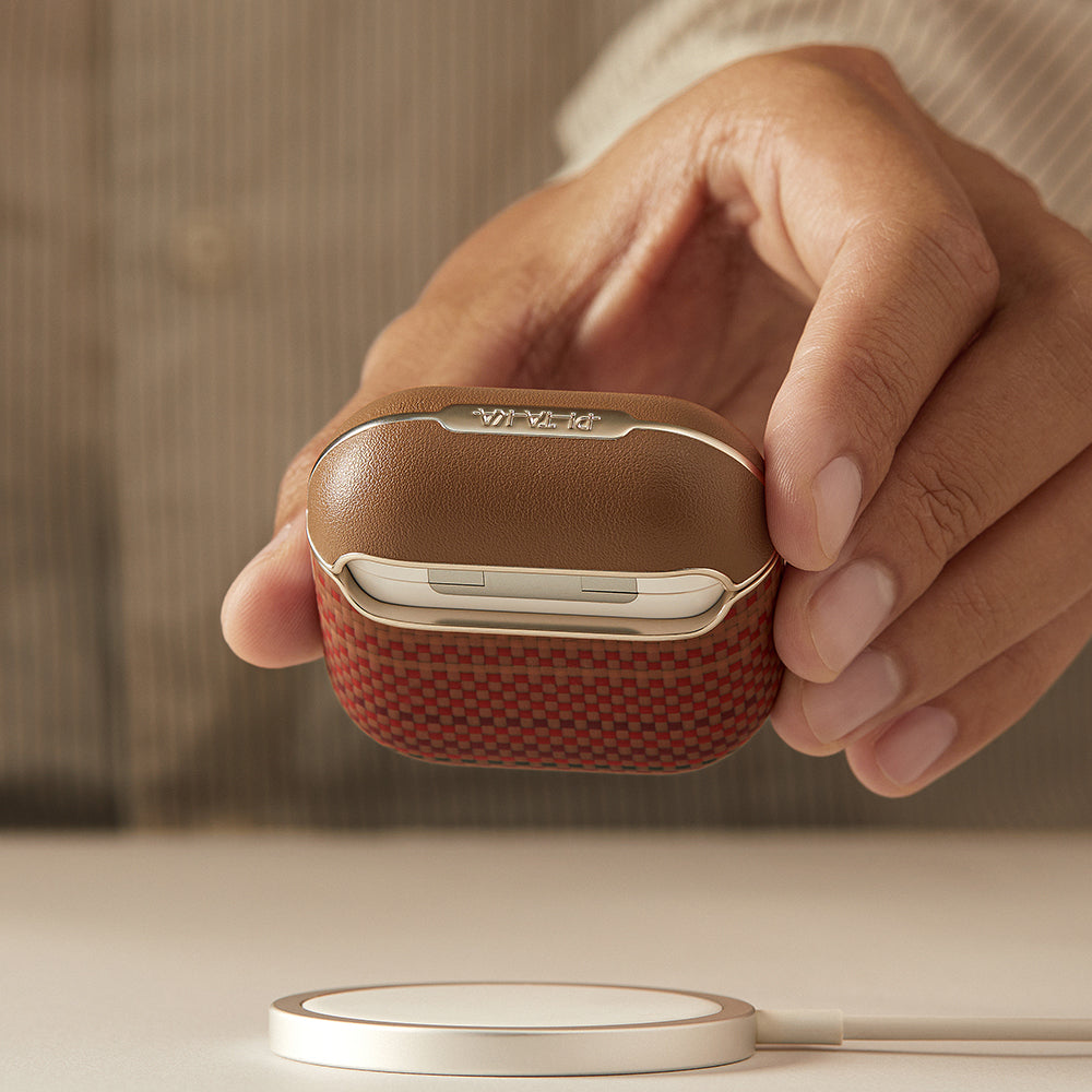 Apple Airpods Pro 2 Kılıf Aramid Fiber Pitaka Tactile Woven Sunset-Moonrise Serisi Kapak Mavi