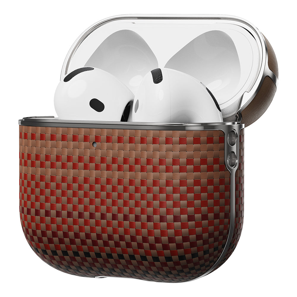 Apple Airpods Pro 2 Kılıf Aramid Fiber Pitaka Tactile Woven Sunset-Moonrise Serisi Kapak Kahverengi