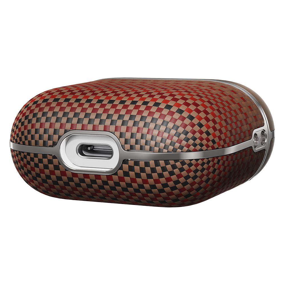 Apple Airpods Pro 2 Kılıf Aramid Fiber Pitaka Tactile Woven Sunset-Moonrise Serisi Kapak Kahverengi