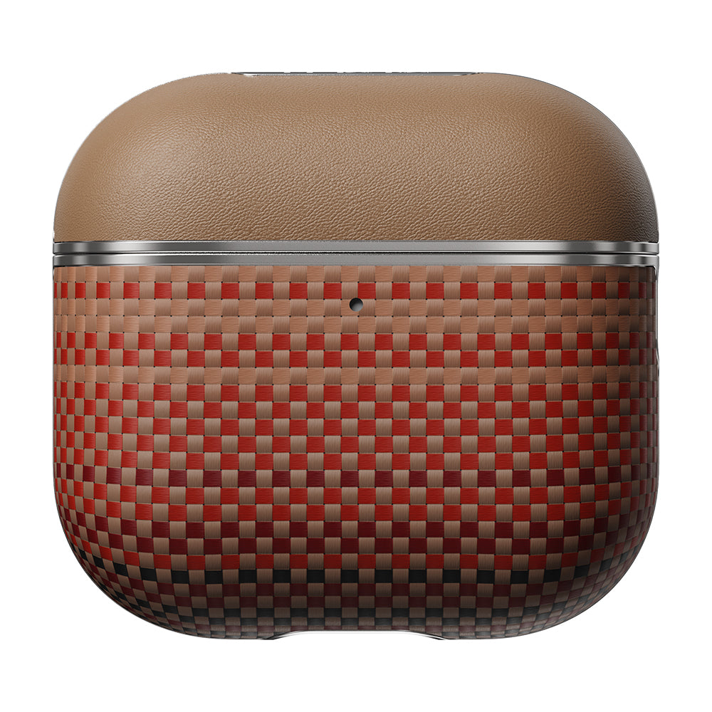 Apple Airpods Pro 2 Kılıf Aramid Fiber Pitaka Tactile Woven Sunset-Moonrise Serisi Kapak Kahverengi