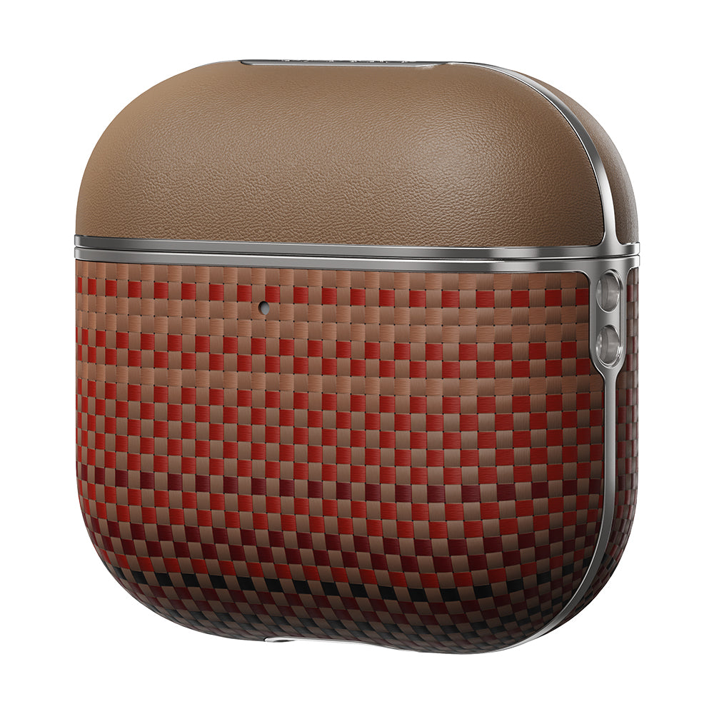 Apple Airpods Pro 2 Kılıf Aramid Fiber Pitaka Tactile Woven Sunset-Moonrise Serisi Kapak Kahverengi