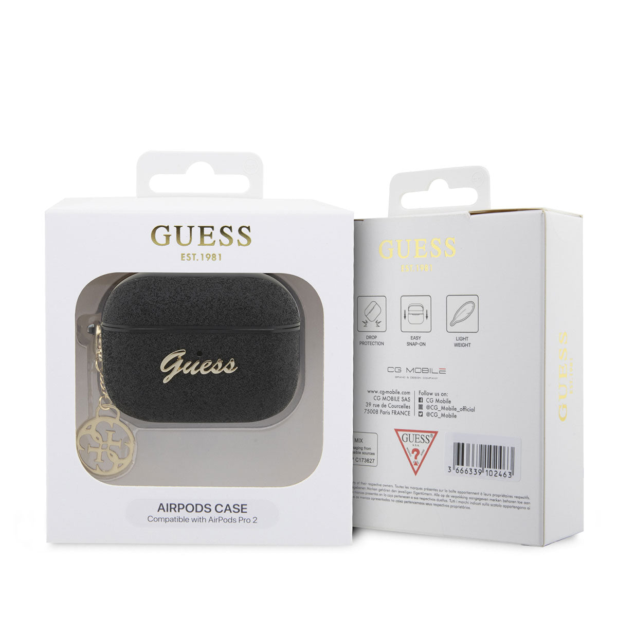 Apple Airpods Pro 2 Kılıf GUESS Glitter 4G Charm Kapak Gold