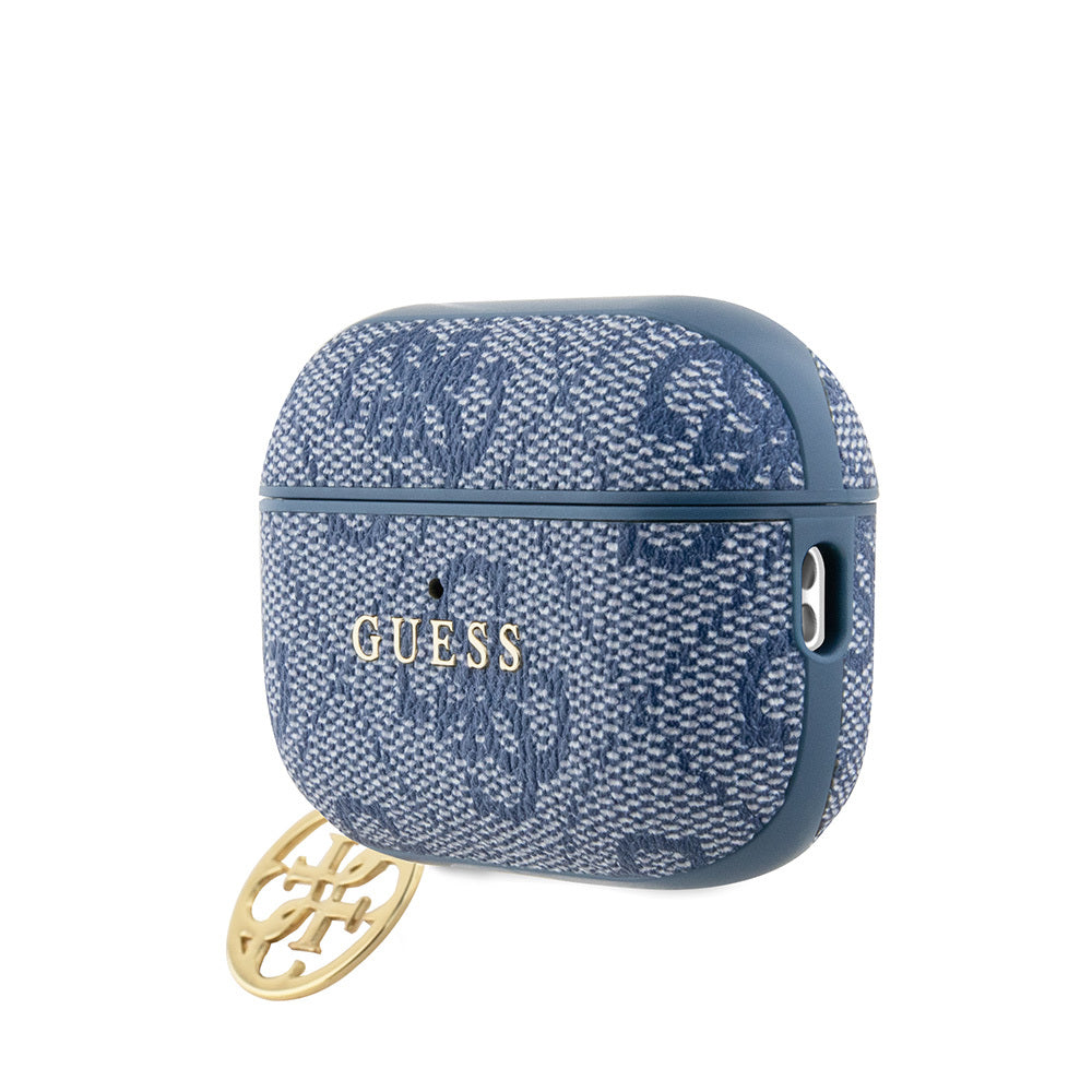 Apple Airpods Pro 2 Kılıf Guess Orjinal Lisanslı 4G Desenli Metal Klasik Logolu 4G Charm PU Deri Kılıf Pembe