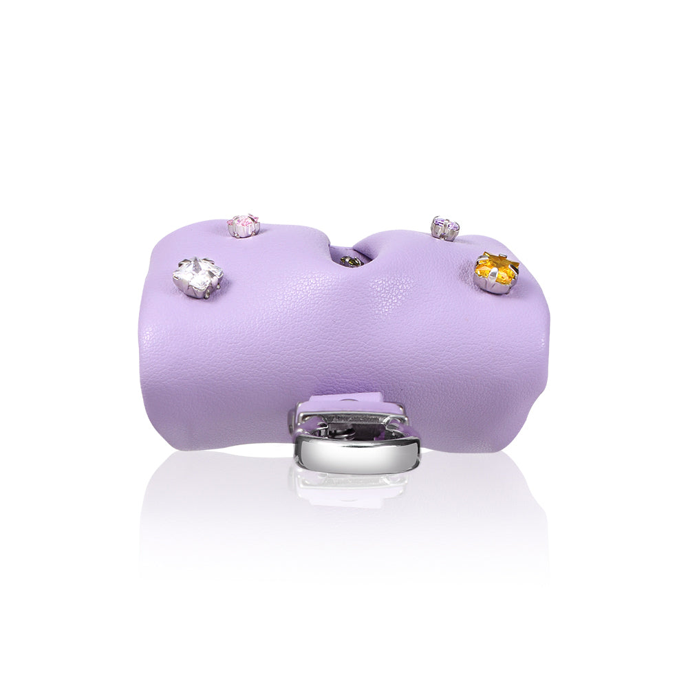 Apple Airpods Pro 2 Kılıf PU Deri Çanta Tasarımlı Taşlı Pynana Sugar Cube Serisi Kapak Bej