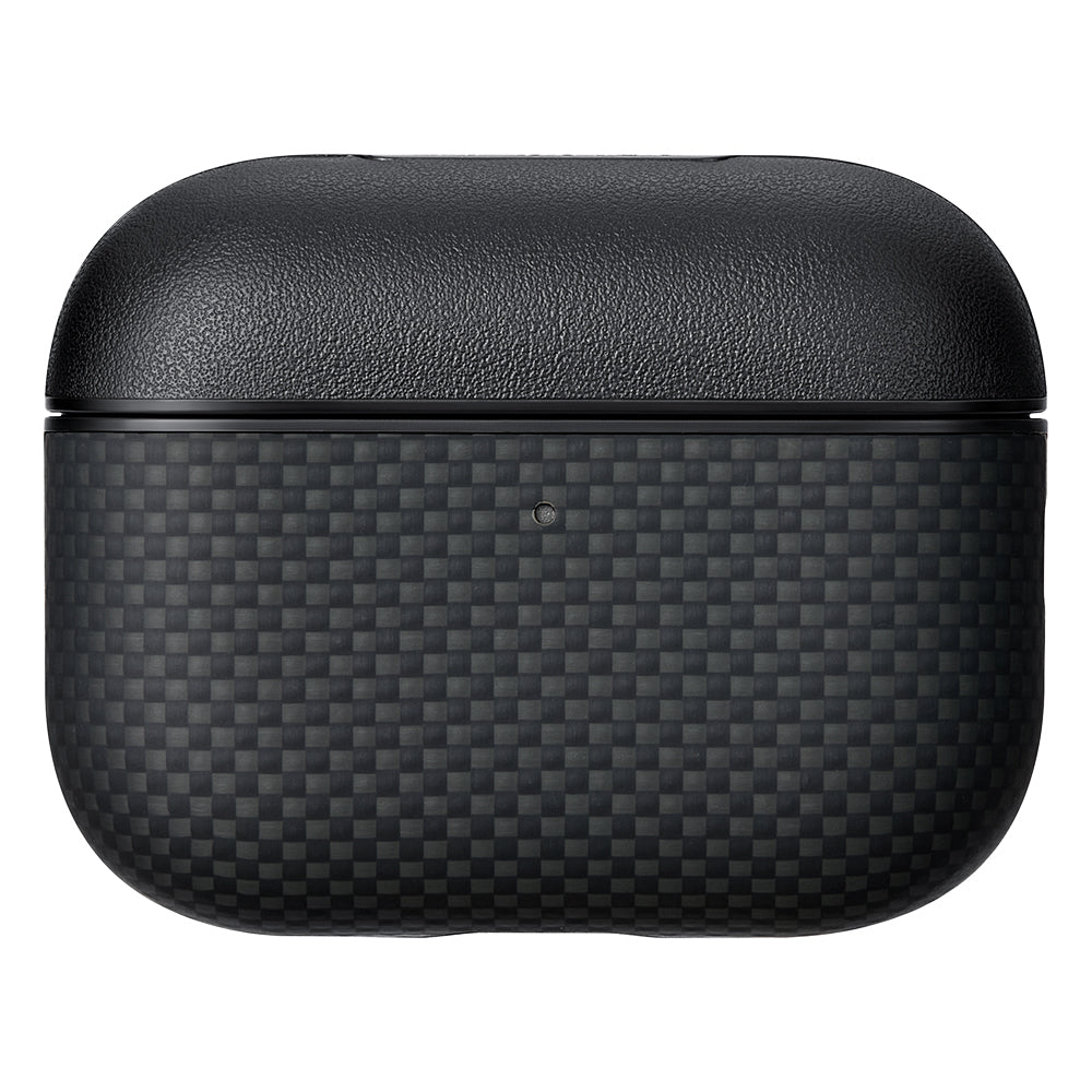 Apple Airpods Pro 3 Kılıf 1500D Aramid Fiber Pitaka Ultra-Slim Classic Serisi Black-Grey Twill Kapak Siyah-Gri