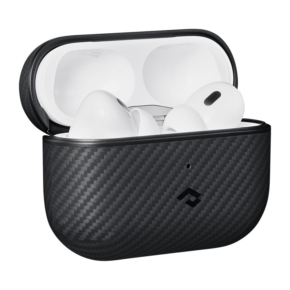 Apple Airpods Pro Kılıf 600D Aramid Fiber Pitaka Classic Serisi Black-Grey Twill Kılıf Siyah-Gri