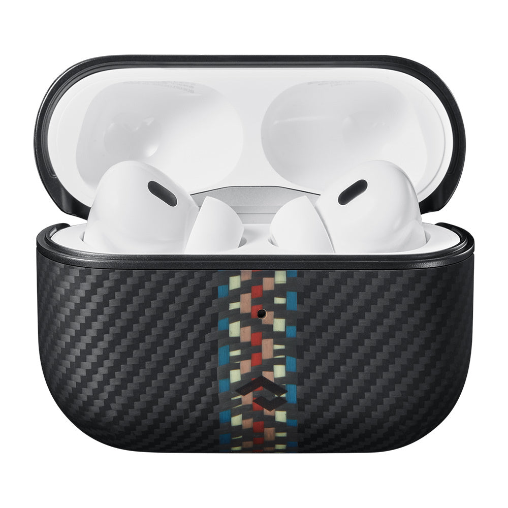 Apple Airpods Pro Kılıf 600D Aramid Fiber Pitaka Orchestra Serisi Rhapsody Kılıf Siyah-Mavi