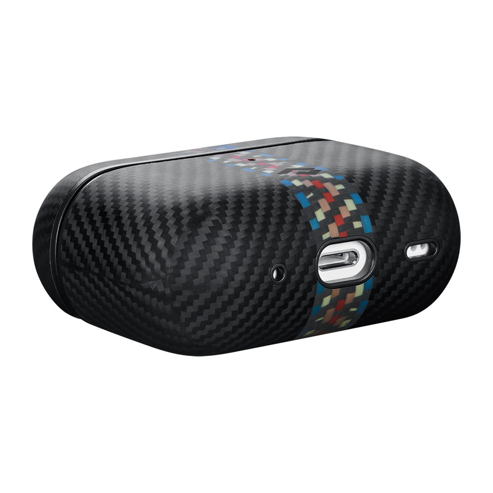 Apple Airpods Pro Kılıf 600D Aramid Fiber Pitaka Orchestra Serisi Rhapsody Kılıf Siyah-Mavi