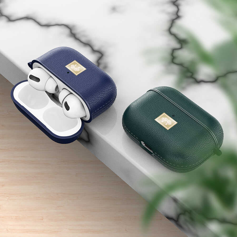Apple Airpods Pro Kılıf Deri Görünümlü Askı Aparatlı Wlons Kılıf Siyah