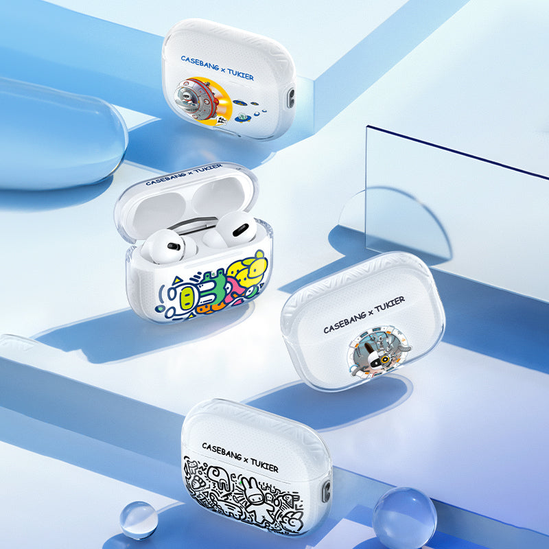 Apple Airpods Pro Kılıf Desenli Koruyucu Benks Casebang Departure Explore Silikon Kılıf Mavi-Sarı