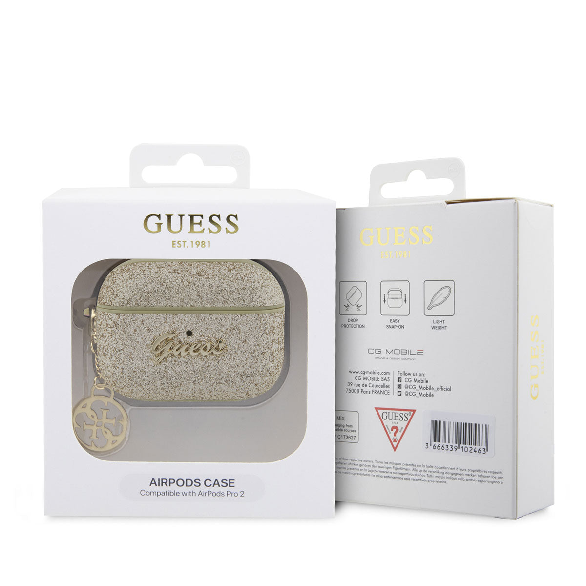 Apple Airpods Pro Kılıf GUESS Glitter 4G Charm Kapak Gold