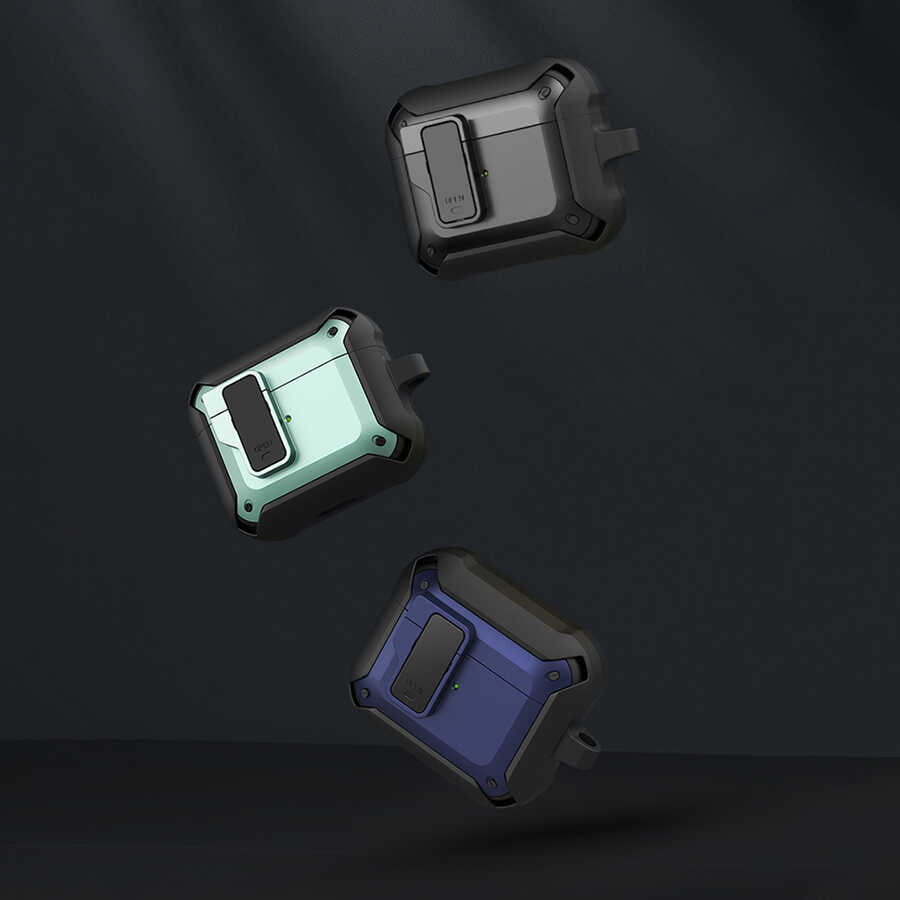 Apple Airpods Pro Kılıf Wiwu Mecha Kılıf Siyah-Mavi