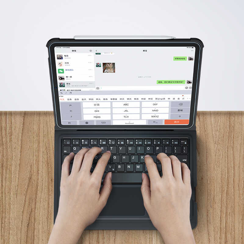 Apple iPad 10.2 2021 (9.Nesil) Benks Multifunctional Kablosuz Klavyeli Kılıf Siyah