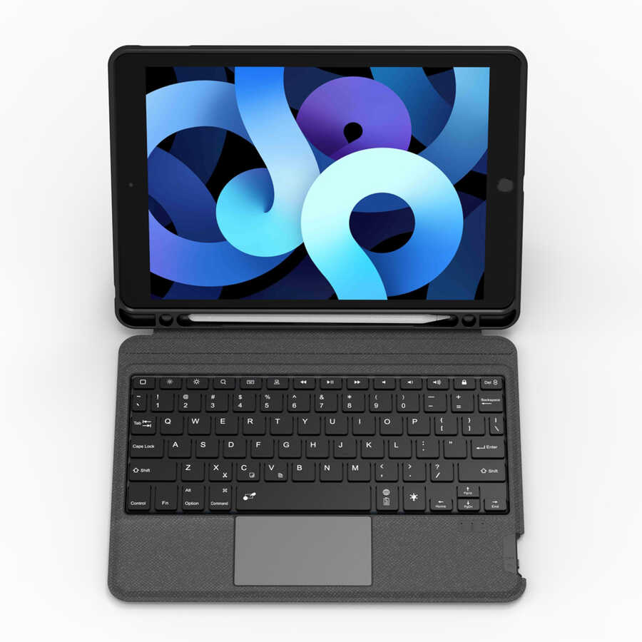 Apple iPad 10.2 2021 (9.Nesil) Wiwu Mag Touch Klavyeli Standlı Kılıf Siyah