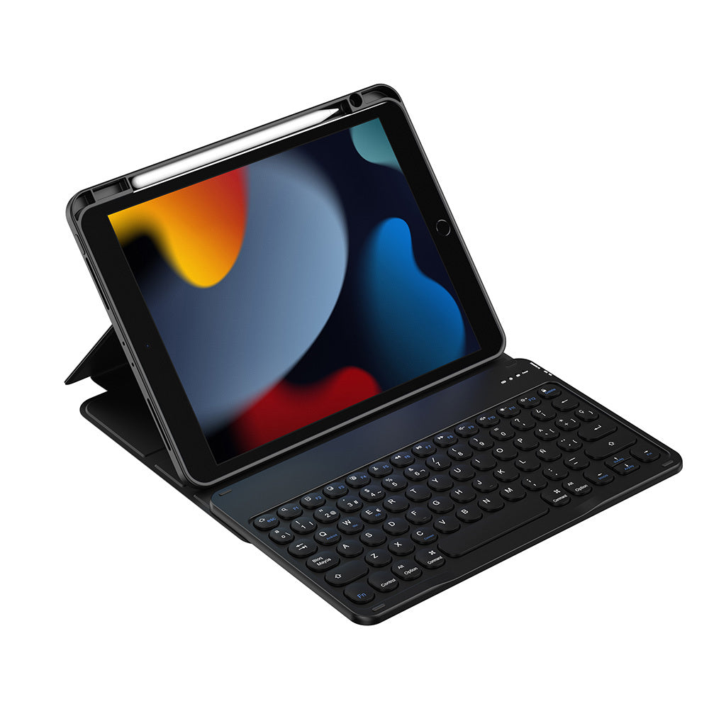 Apple iPad 10.2 2021 (9.Nesil) Wiwu Protective Gizli Kalem Bölmeli Klavyeli Kılıf Pembe