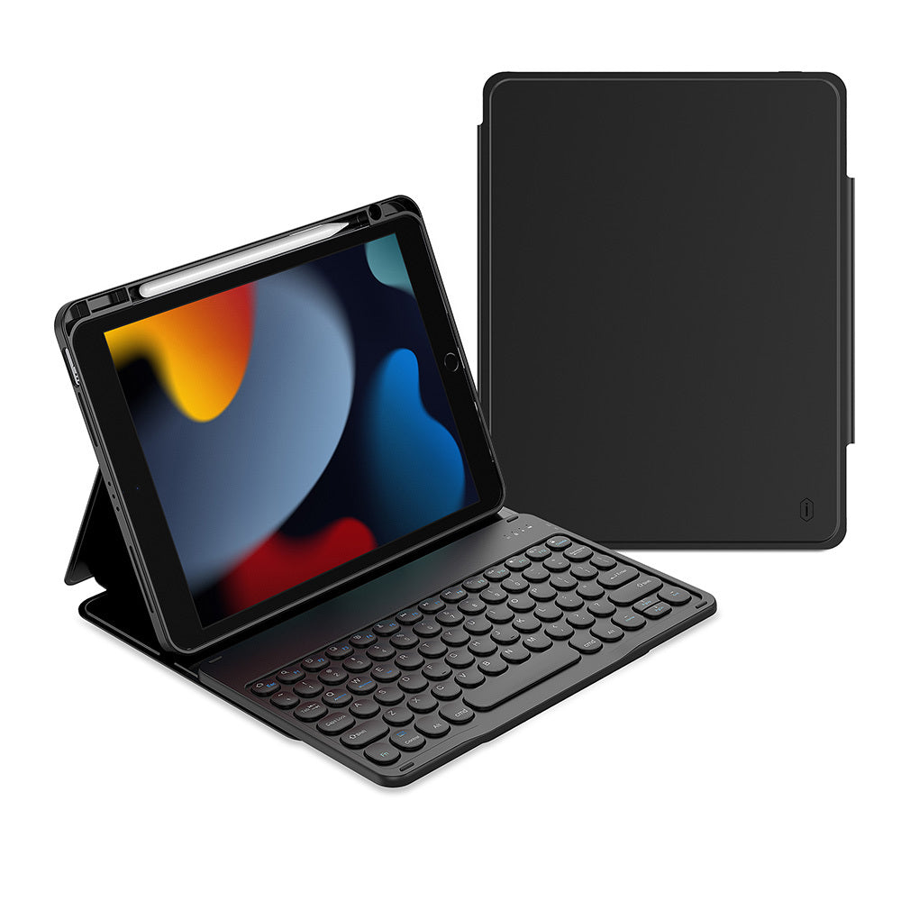 Apple iPad 10.2 2021 (9.Nesil) Wiwu Protective Gizli Kalem Bölmeli Klavyeli Kılıf Mavi