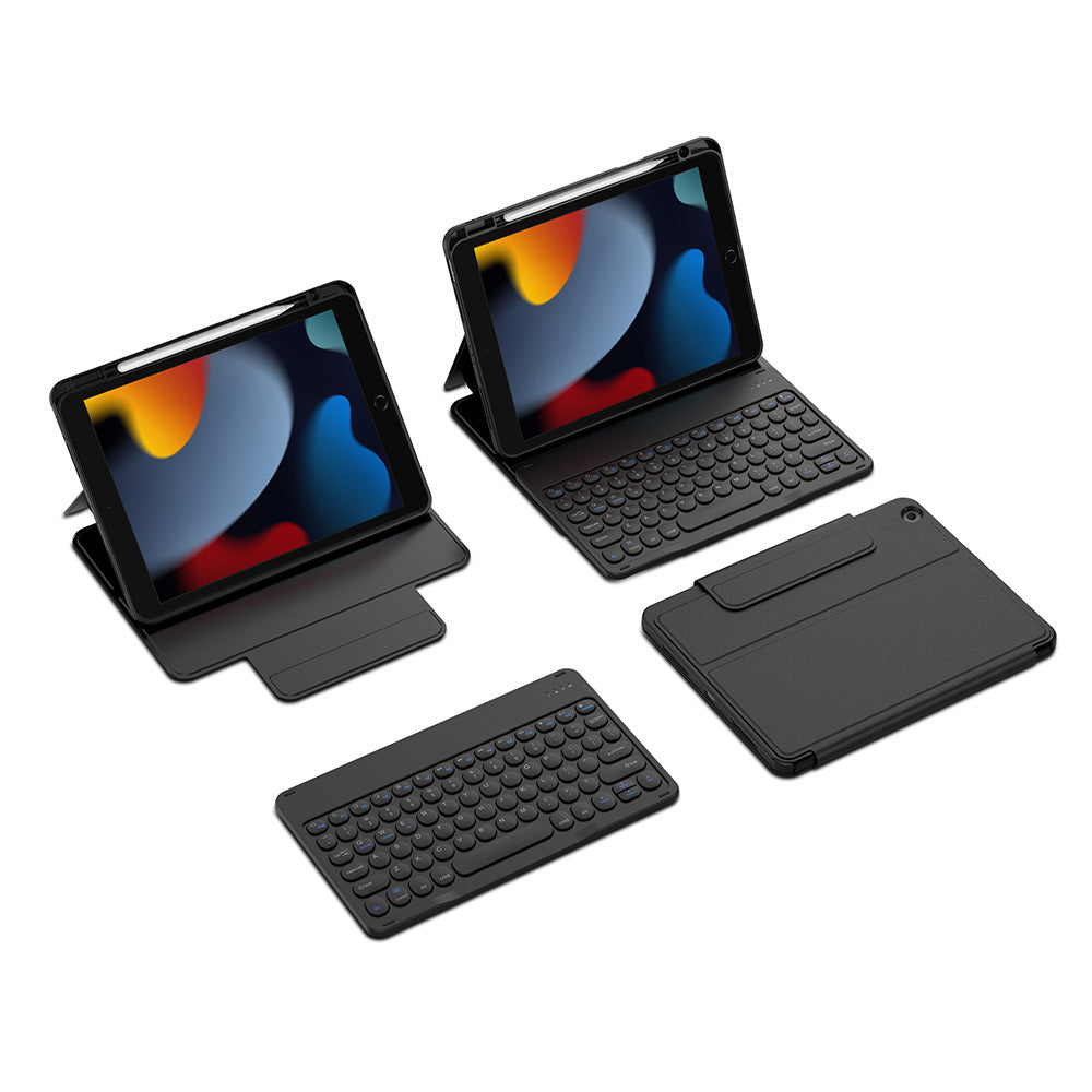 Apple iPad 10.2 2021 (9.Nesil) Wiwu Protective Gizli Kalem Bölmeli Klavyeli Kılıf Siyah