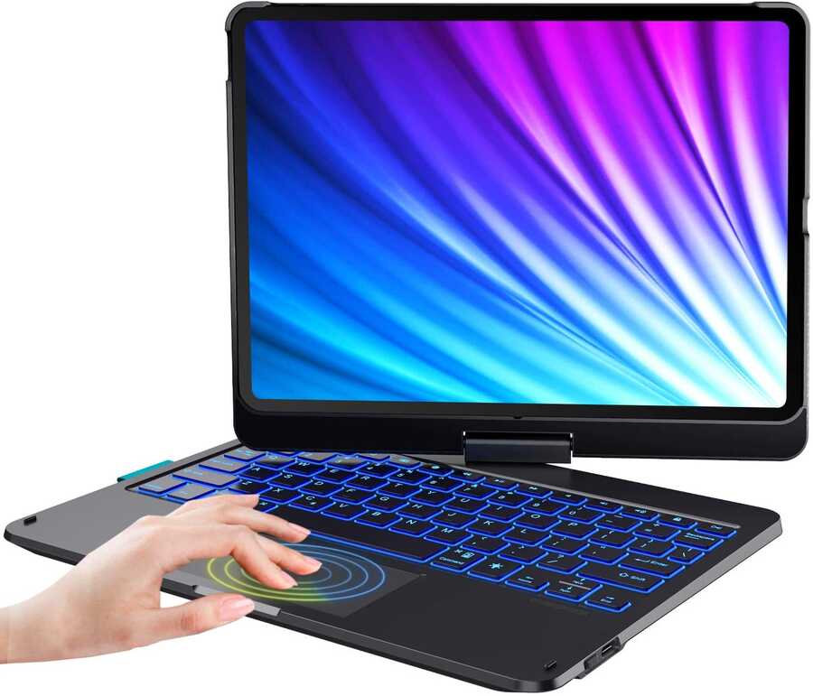 Apple iPad 10.2 (8.Nesil) Wiwu Waltz Rotating Keyboard Kablosuz Dönebilen Klavye Siyah