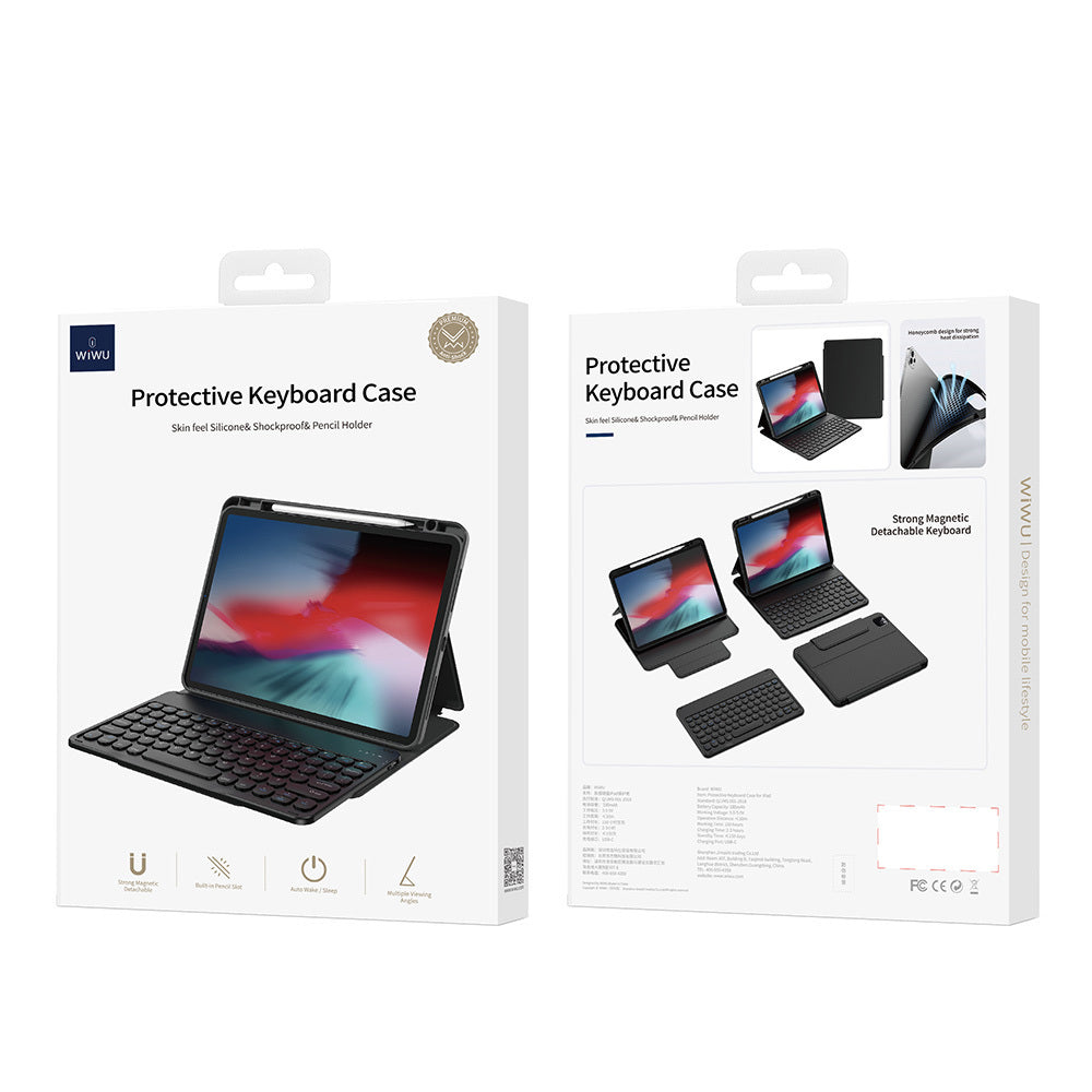 Apple iPad 10.9 2022 (10.Nesil) Wiwu Protective Gizli Kalem Bölmeli Klavyeli Kılıf Siyah