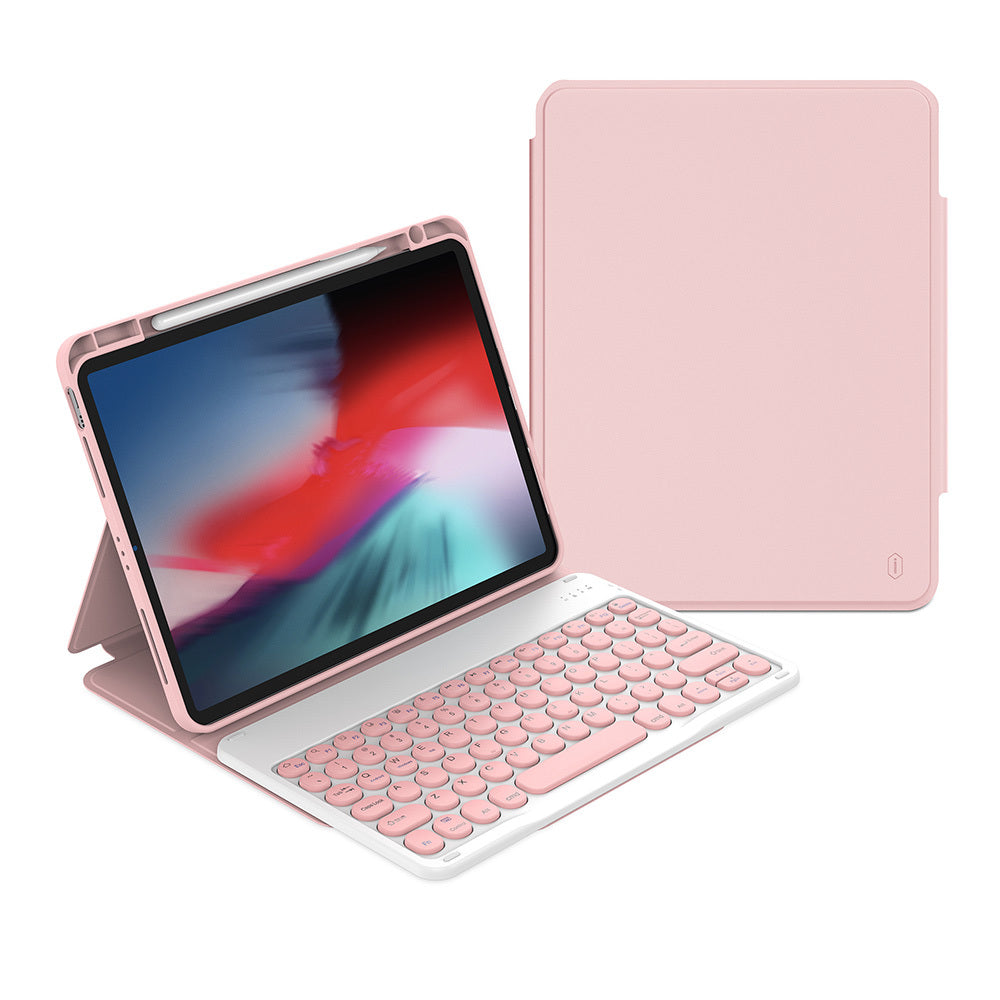 Apple iPad 10.9 2022 (10.Nesil) Wiwu Protective Gizli Kalem Bölmeli Klavyeli Kılıf Pembe