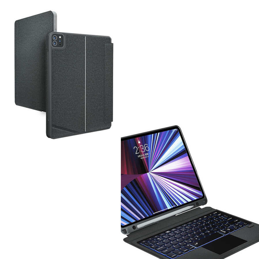 Apple iPad 10. Nesil 2022 10.9 Wiwu Mag Touch Klavyeli Standlı Kılıf Siyah
