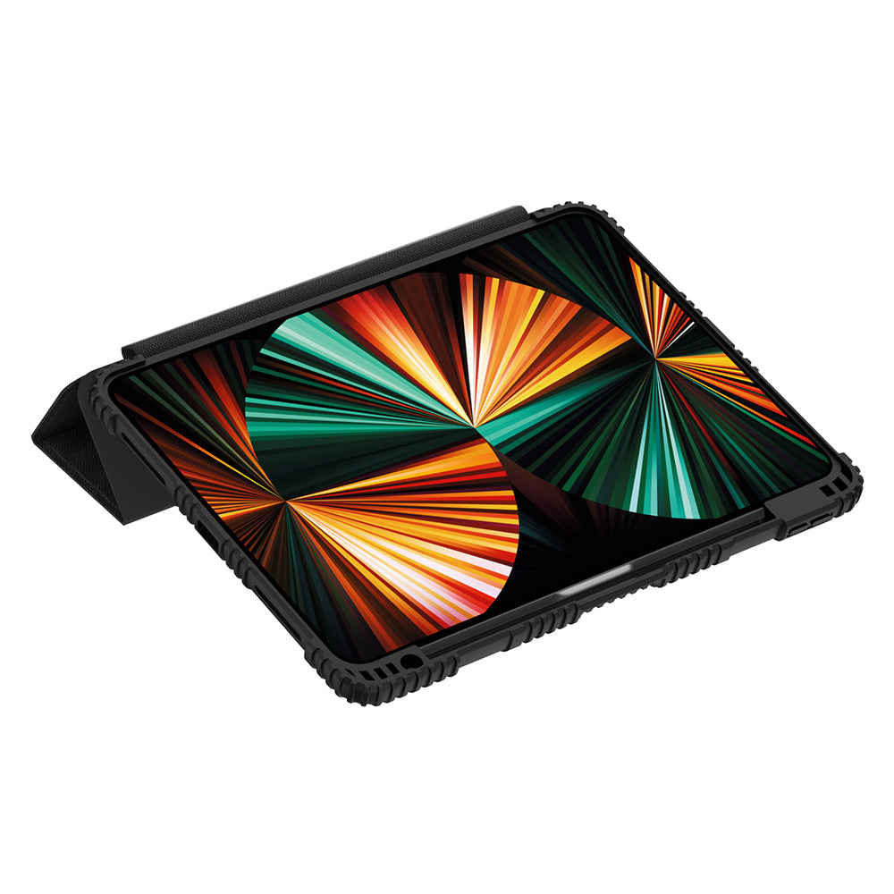 Apple iPad 11.Nesil 2025 Raptic Armor Serisi Airbagli Katlanabilir Standlı Smart Cover Kılıf Siyah
