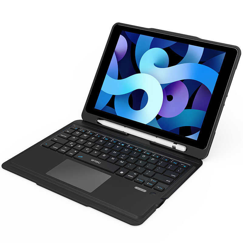 Apple iPad Air 10.9 2020 (4.Nesil) Wiwu Keyboard Folio Kablosuz Klavyeli Kılıf Siyah