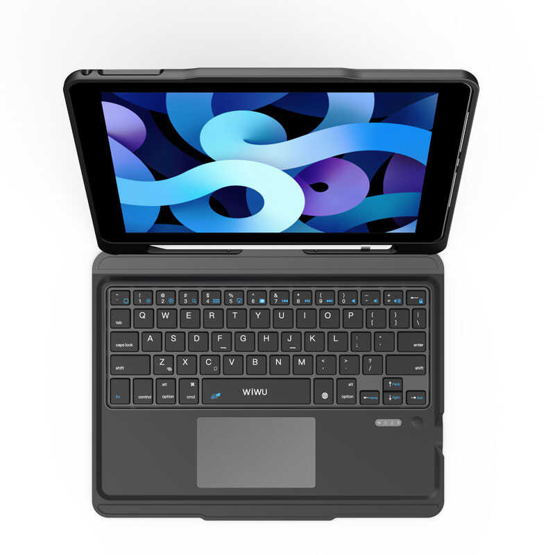 Apple iPad Air 10.9 2020 (4.Nesil) Wiwu Keyboard Folio Kablosuz Klavyeli Kılıf Siyah