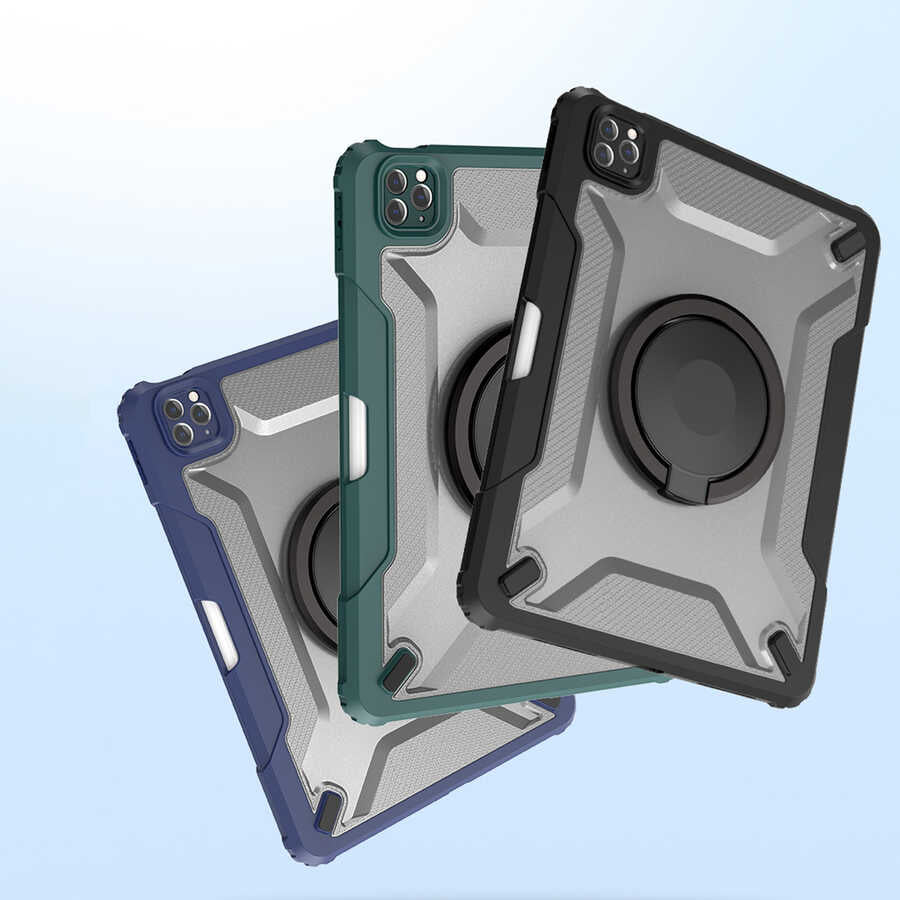 Apple iPad Air 10.9 2020 (4.Nesil) Wiwu Mecha Dönebilen Standlı Tablet Kılıfı Yeşil