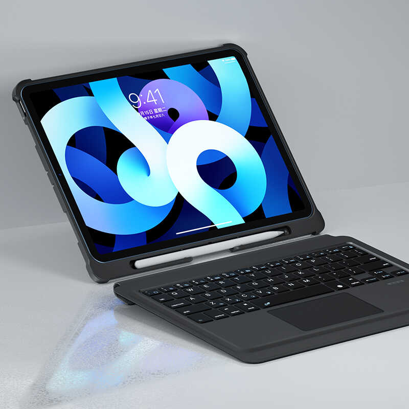 Apple iPad Air 10.9 2022 (5.Nesil) Benks Multifunctional Kablosuz Klavyeli Kılıf Siyah
