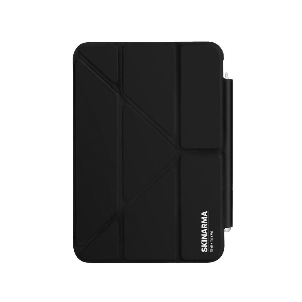 Apple iPad Air 10.9 2022 (5.Nesil) Kılıf SkinArma Kalemlikli Arkası Şeffaf Standlı Magnetik Taihi Sora Kılıf Siyah