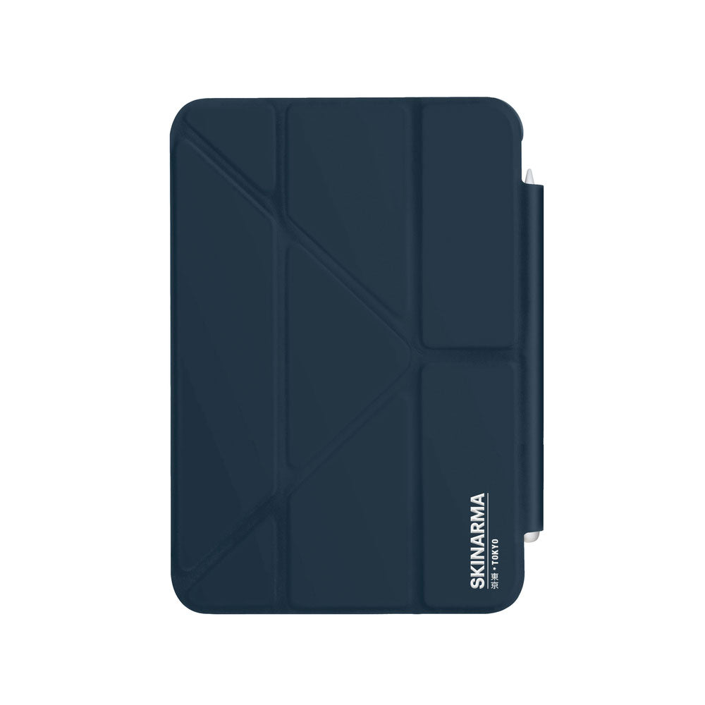 Apple iPad Air 10.9 2022 (5.Nesil) Kılıf SkinArma Kalemlikli Arkası Şeffaf Standlı Magnetik Taihi Sora Kılıf Mavi