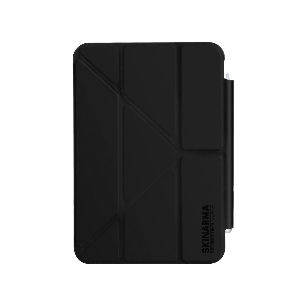 Apple iPad Air 10.9 2022 (5.Nesil) Kılıf SkinArma Sticker Tasarımlı Kalemlikli Arkası Şeffaf Standlı Magnetik Taito Kılıf Siyah