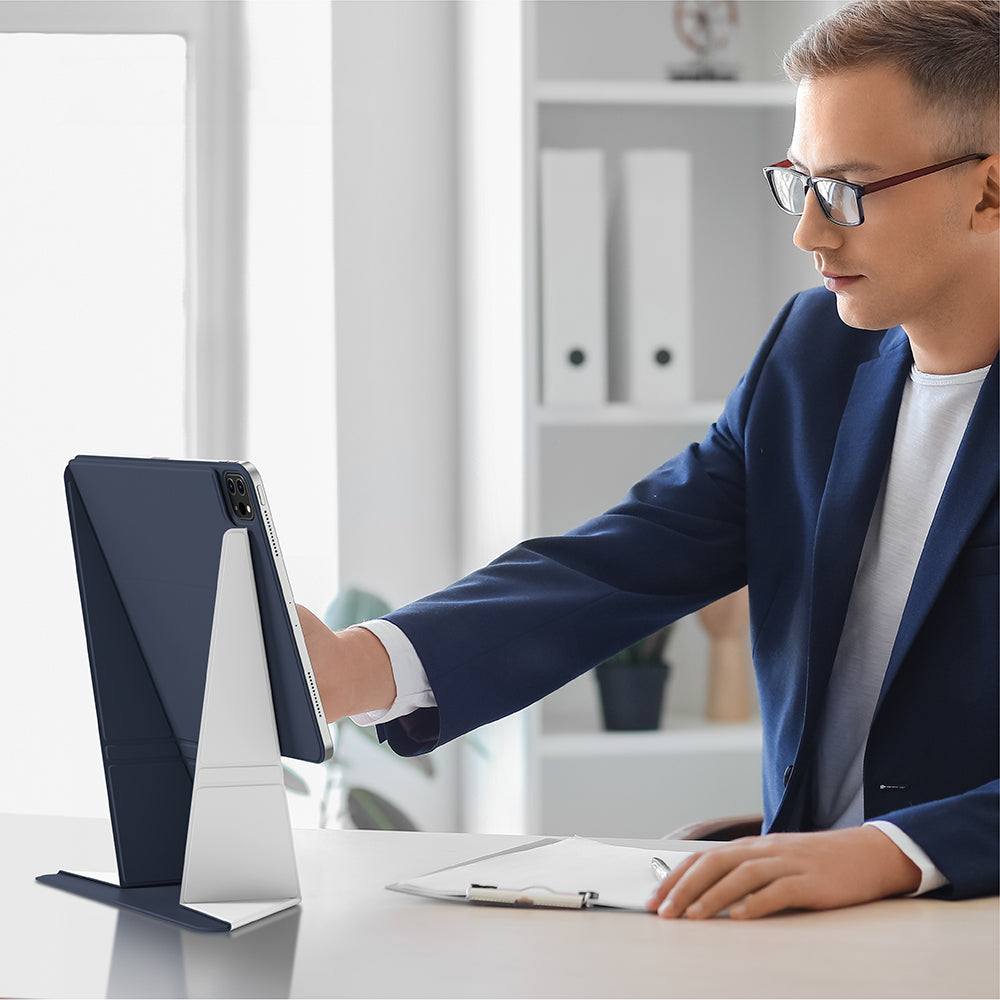 Apple iPad Air 11 2024 Amazingthing Matte Pro Mag Folio Katlanabilir Magnetik Standlı Kılıf Pembe