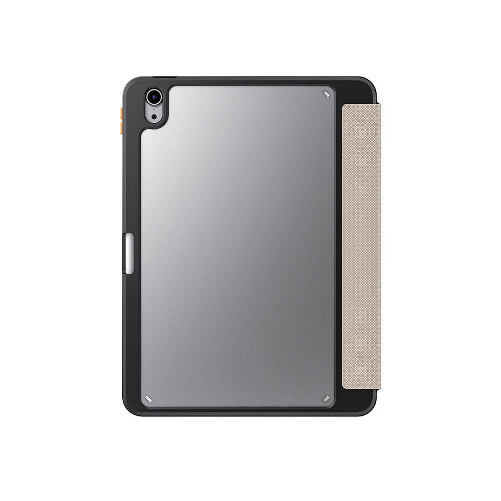 Apple iPad Air 11 2024 Kılıf SkinArma Kabartma Baskı Tasarımlı 360 Tam Koruma Arkası Şeffaf Standlı Gamma Kılıf Gold