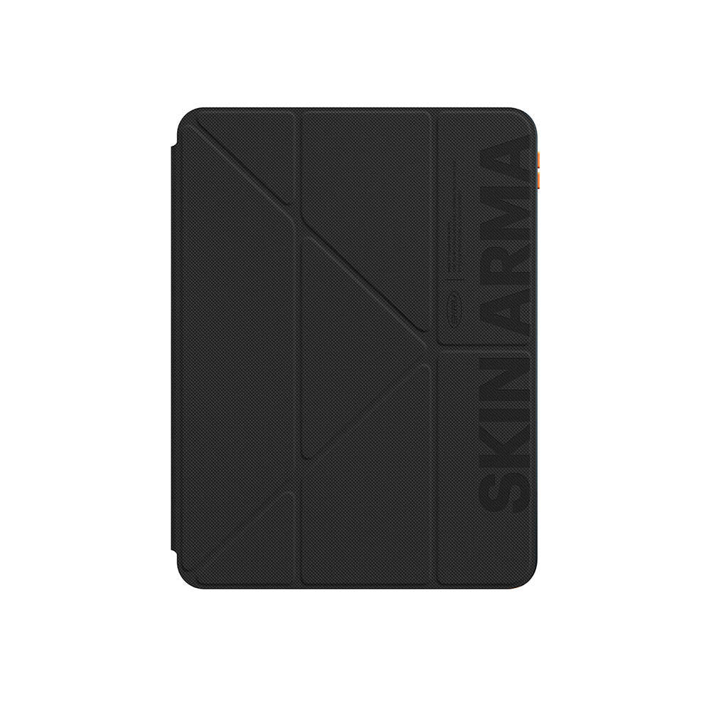 Apple iPad Air 11 2024 Kılıf SkinArma Kabartma Baskı Tasarımlı 360 Tam Koruma Arkası Şeffaf Standlı Gamma Kılıf Mavi Açık