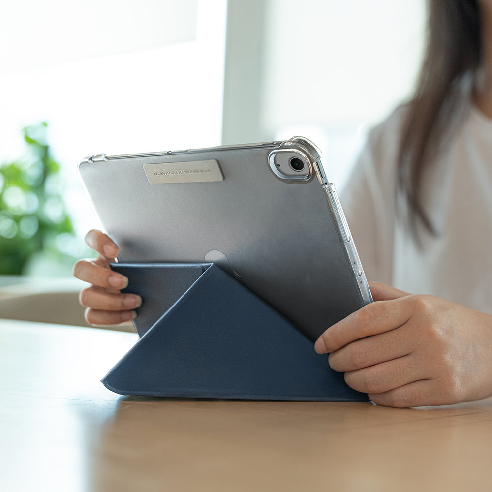 Apple iPad Air 11 2024 Raptic Clear Folio Airbagli Şeffaf Kapaklı Katlanabilir Standlı Kılıf Siyah