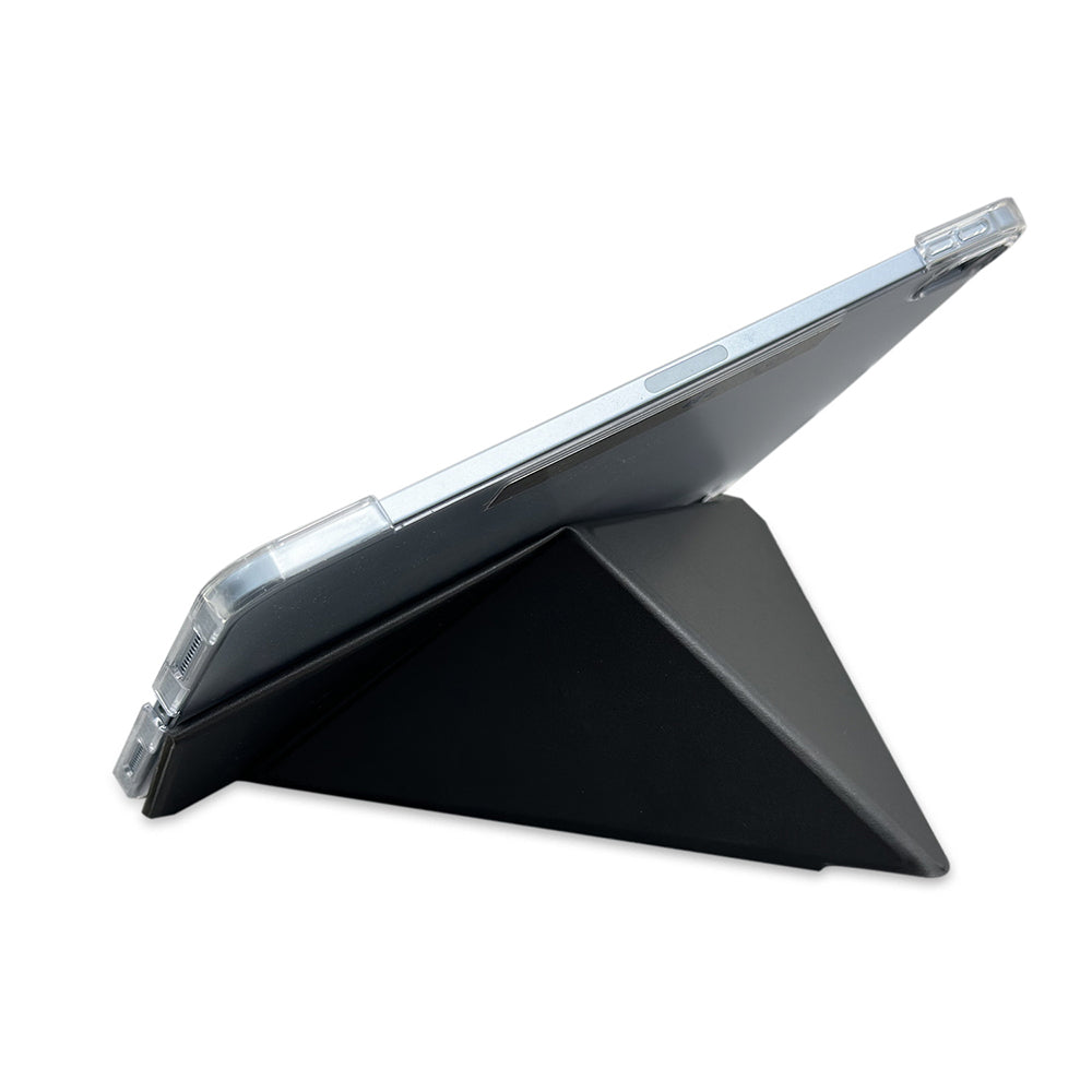 Apple iPad Air 11 2024 Raptic Clear Folio Airbagli Şeffaf Kapaklı Katlanabilir Standlı Kılıf Siyah