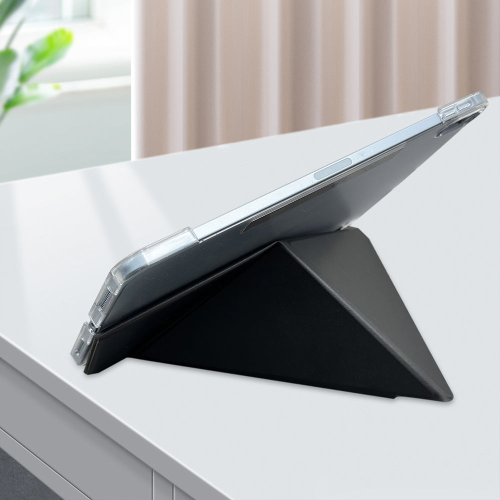 Apple iPad Air 11 2024 Raptic Clear Folio Airbagli Şeffaf Kapaklı Katlanabilir Standlı Kılıf Lacivert