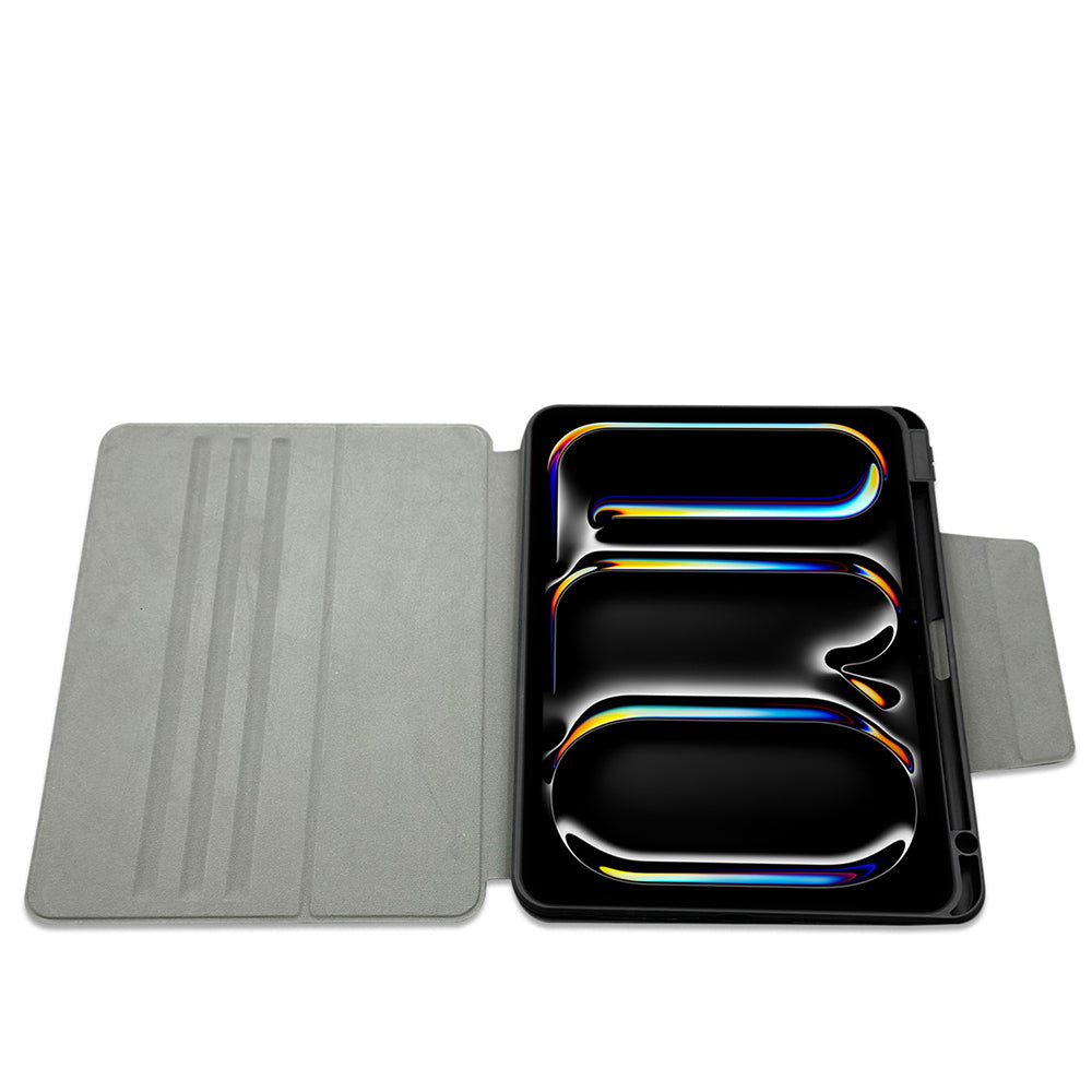 Apple iPad Air 11 2024 Raptic Spin Detachable Folio PU Ayrılabilir Kalem Bölmeli Standlı Kılıf Siyah