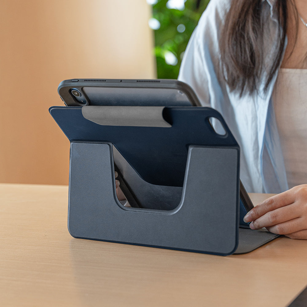 Apple iPad Air 11 2024 Raptic Spin Detachable Folio PU Ayrılabilir Kalem Bölmeli Standlı Kılıf Lacivert