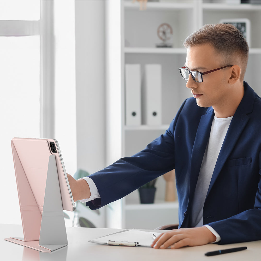 Apple iPad Air 11 2025 M3 Amazingthing Matte Pro Mag Folio Katlanabilir Magnetik Standlı Kılıf Siyah