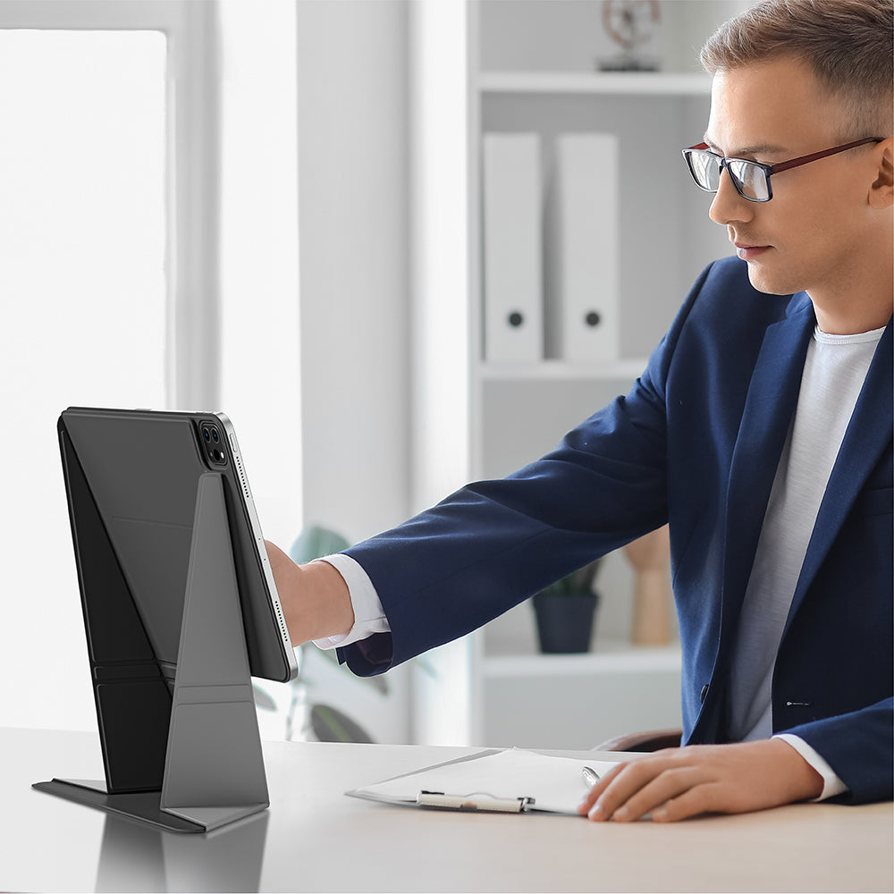 Apple iPad Air 11 2025 M3 Amazingthing Matte Pro Mag Folio Katlanabilir Magnetik Standlı Kılıf Pembe