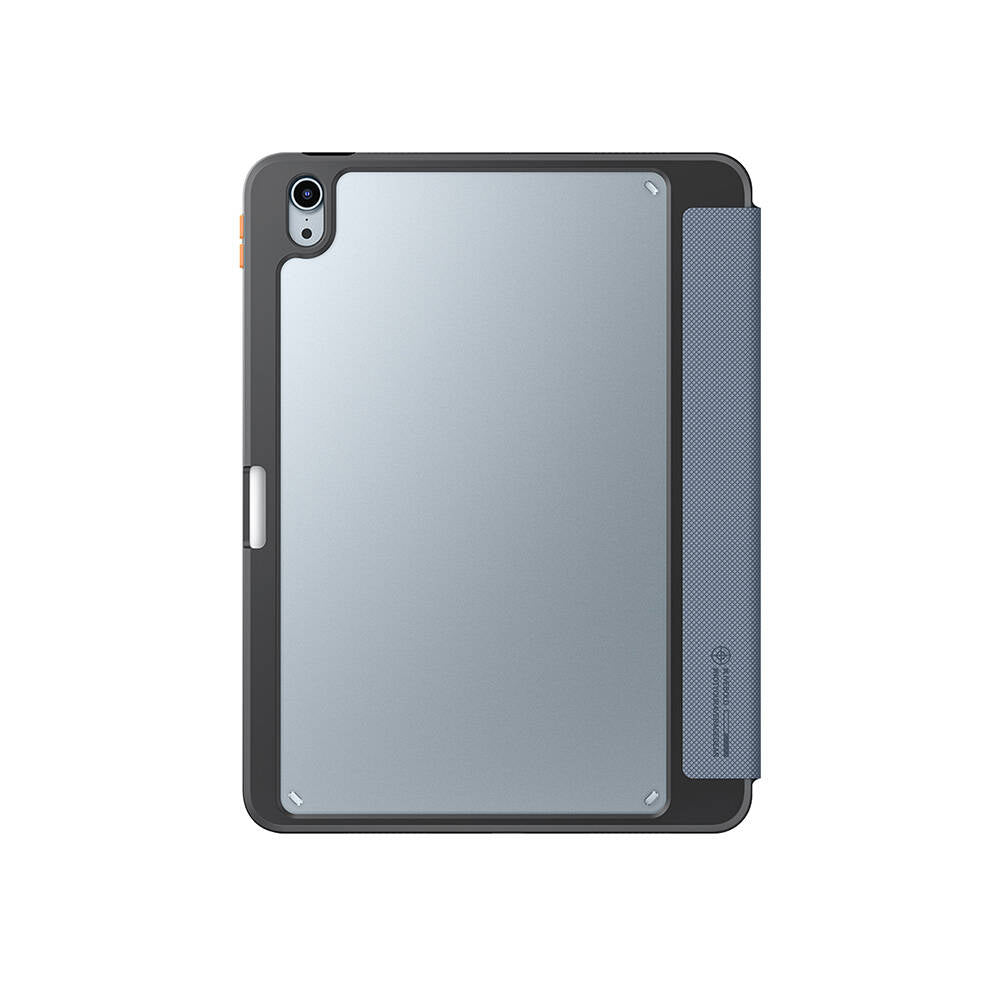 Apple iPad Air 11 2025 M3 Kılıf SkinArma Kabartma Baskı Tasarımlı 360 Tam Koruma Arkası Şeffaf Standlı Gamma Kılıf Mavi Açık