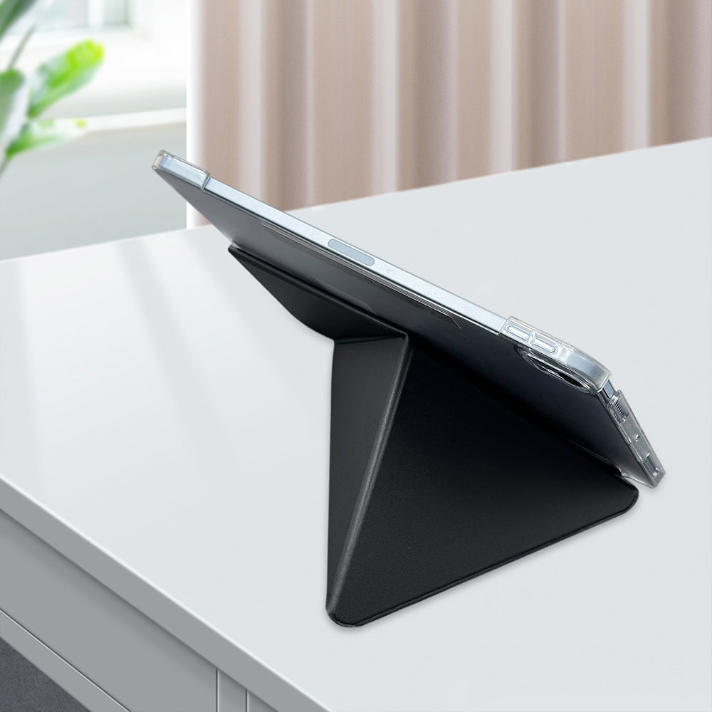 Apple iPad Air 11 2025 M3 Raptic Clear Folio Airbagli Şeffaf Kapaklı Katlanabilir Standlı Kılıf Lacivert